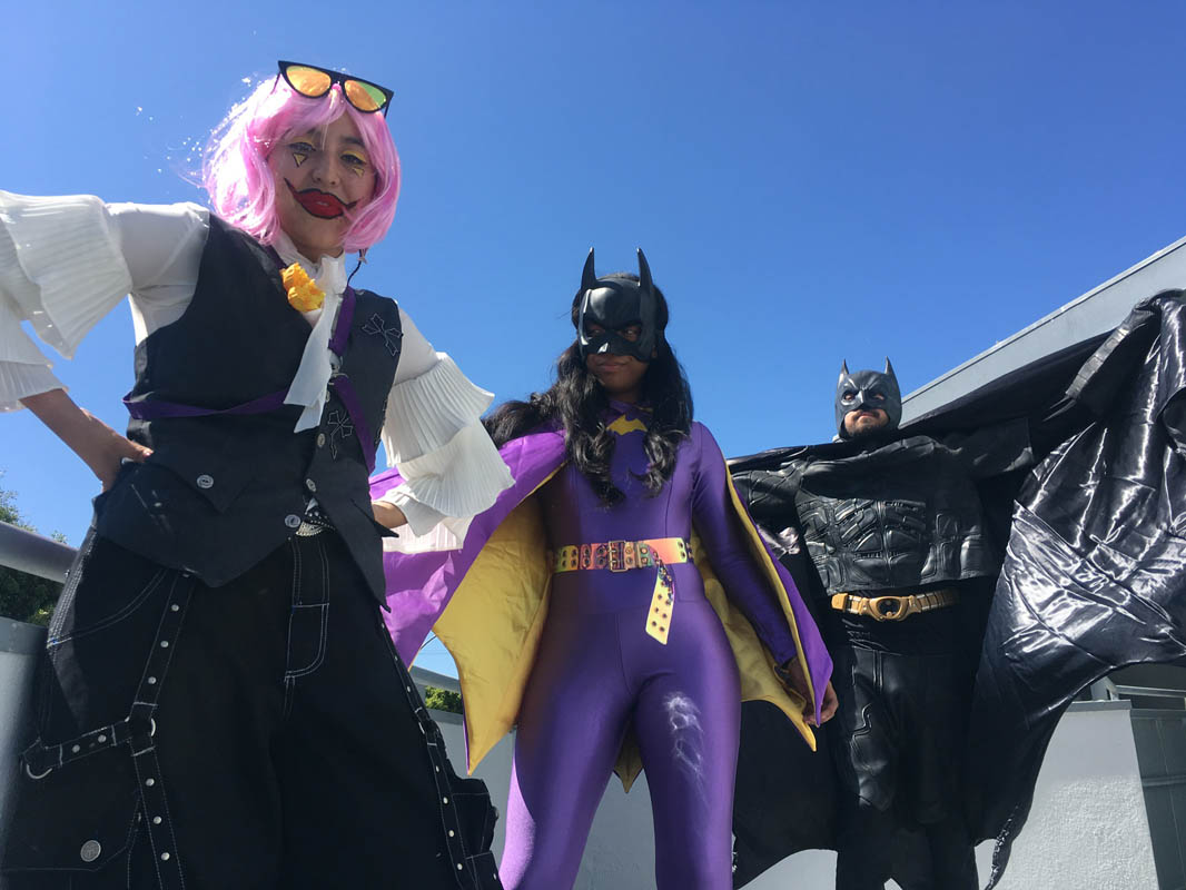 Buffalo Exchange Santa Monica Gotham Halloween Costumes Batman, Batgirl and Joker