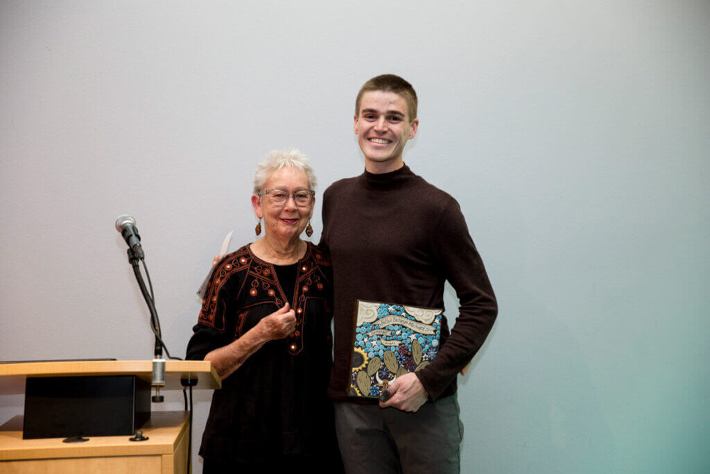 Buffalo Exchange HQ Arts Award winner Nathanael Meyers with Kerstin Block