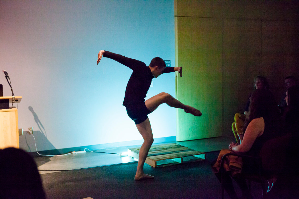 Buffalo Exchange HQ Arts Award winner Nathanael Meyers performing interpretive dance