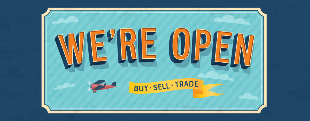 We're Open Image with Airplane Buy-Sell-Trade