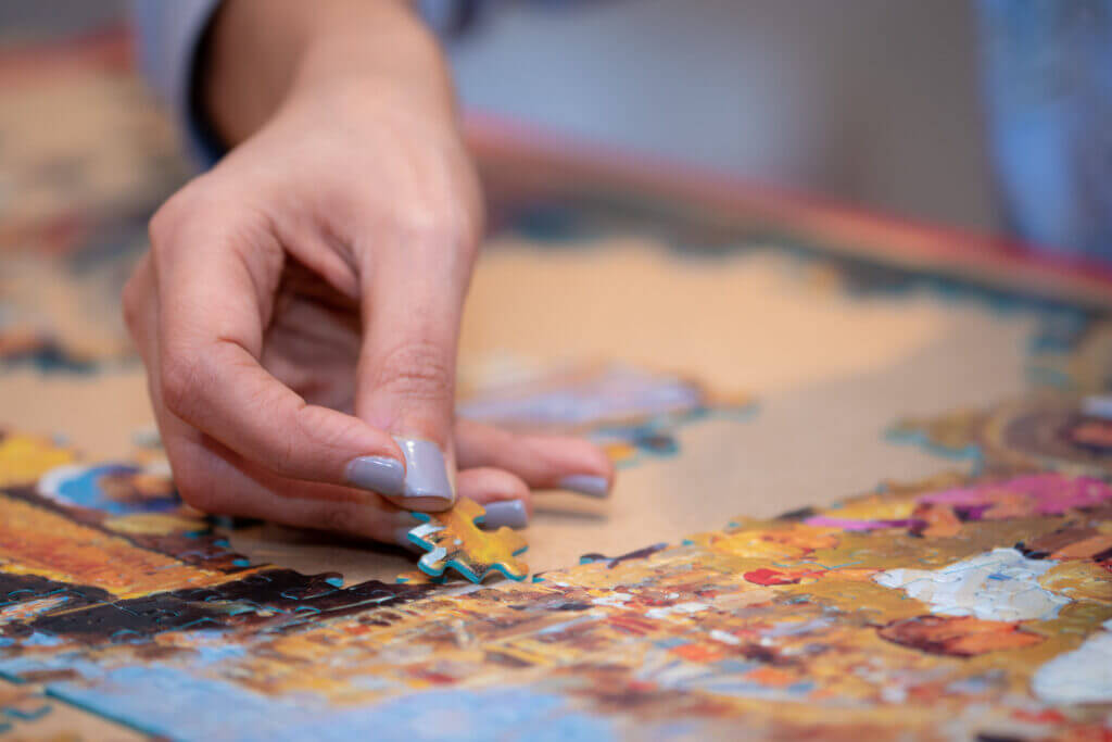 close up of a puzzle piece