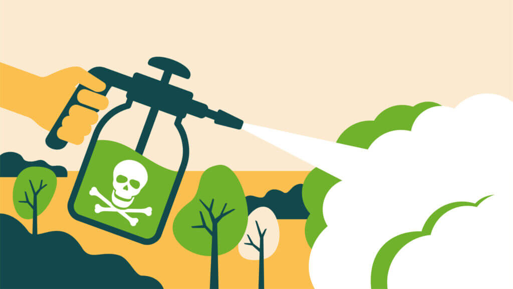 hand drawn illustration of a pesticide gun