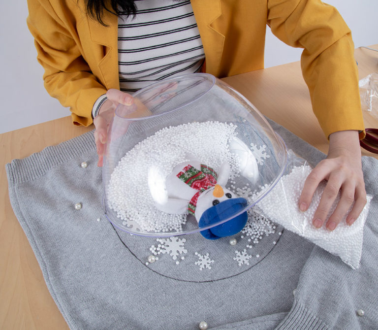 Diy snow shop globe christmas sweater