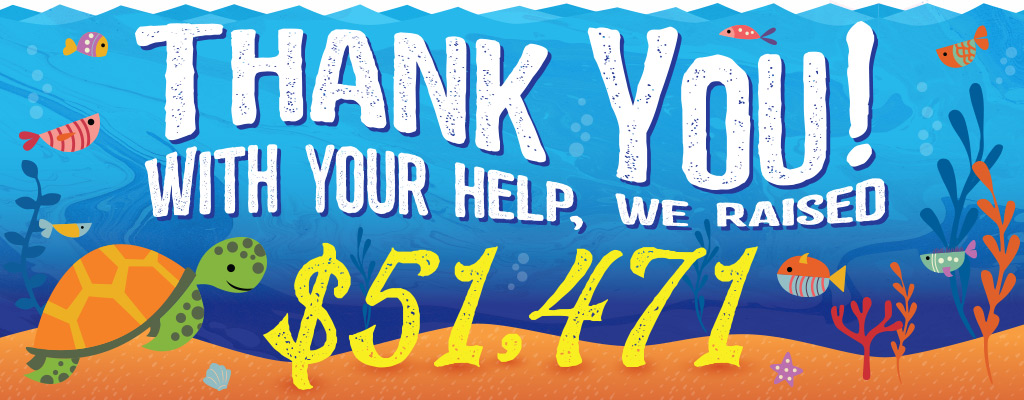 Decorative graphic with the words thank you with your help we raised $51,471