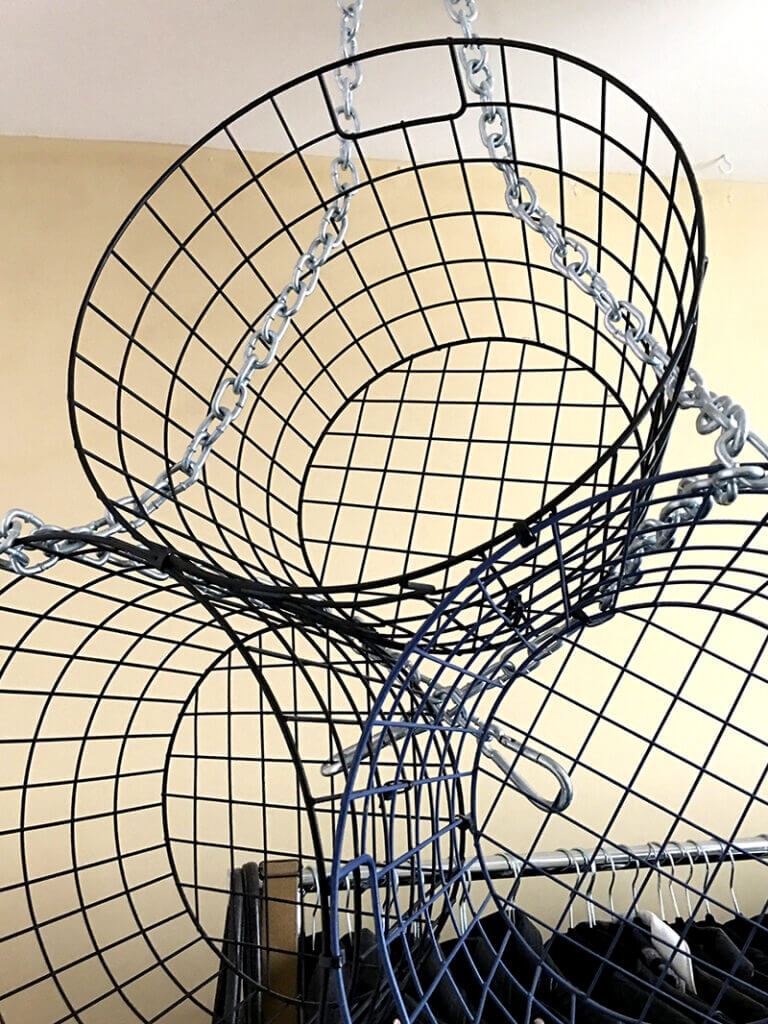 3 metal baskets stacked on top of each other