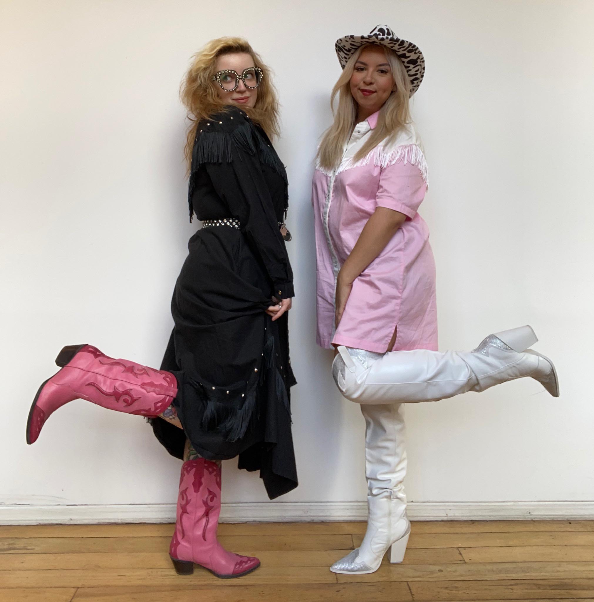 Fancy dress with cowboy boots best sale