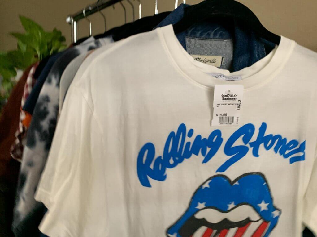 Photo of Rolling Stones T-Shirt that's brand new with tags on a clothing rack