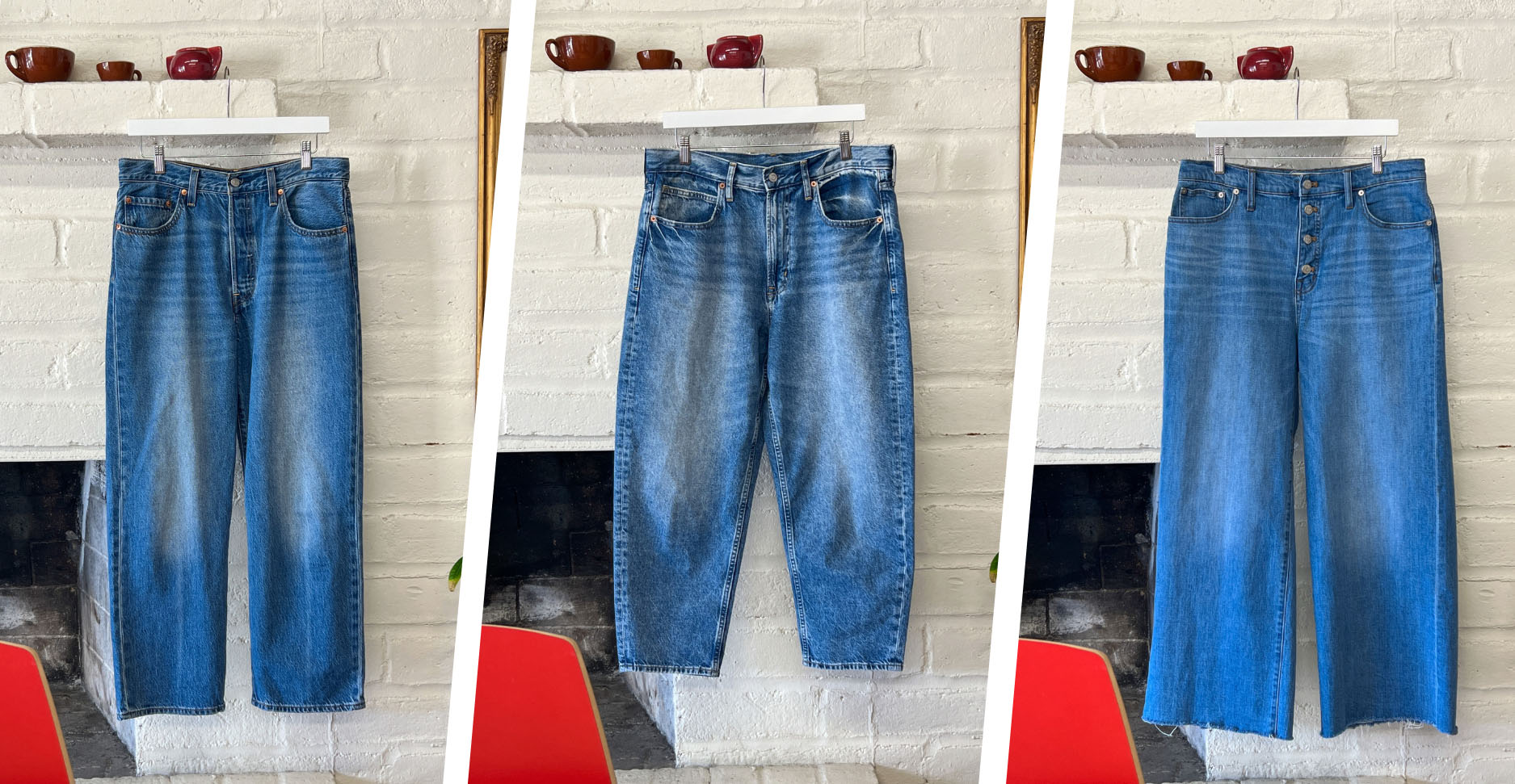 Vintage Inspired High Waist Wide Leg Denim Jeans Baggy Style 