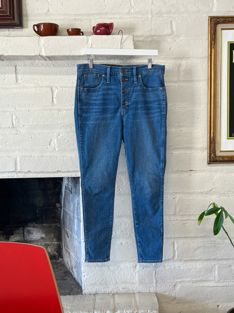 Skinny high-rise jeans with button-fly detail from the brand Madewell