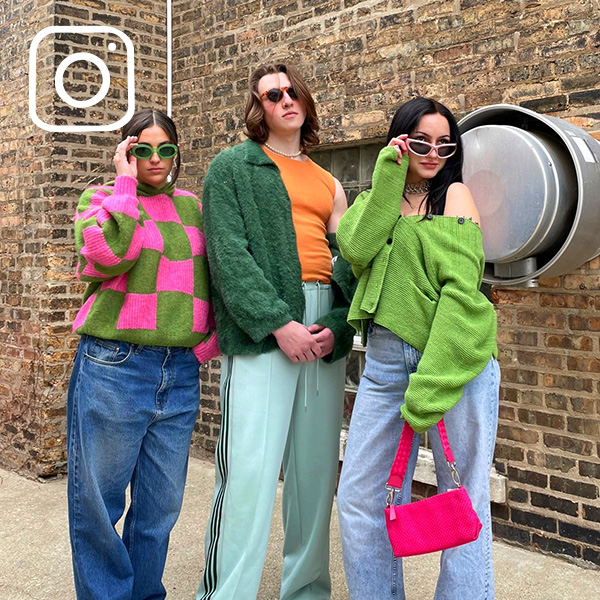 3 people posing in 2000s style outfits