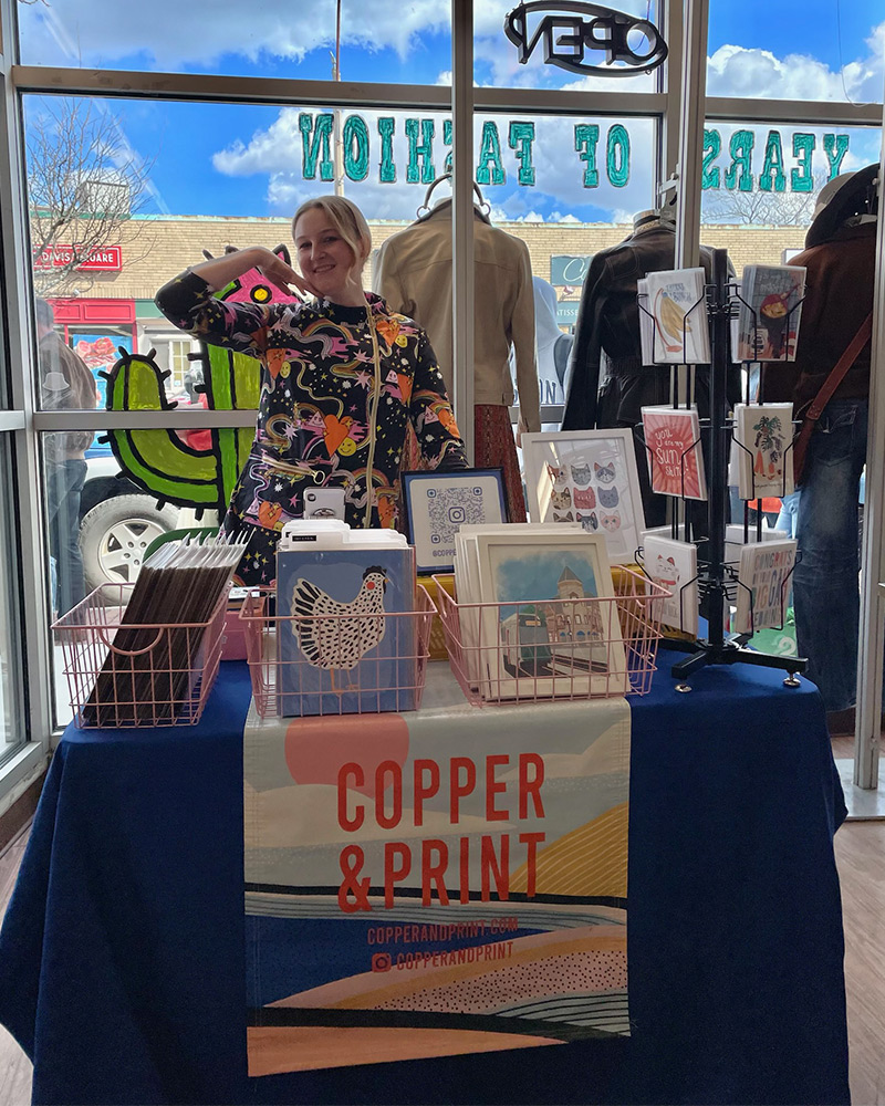 Copper and Print's table at the 50th pop up