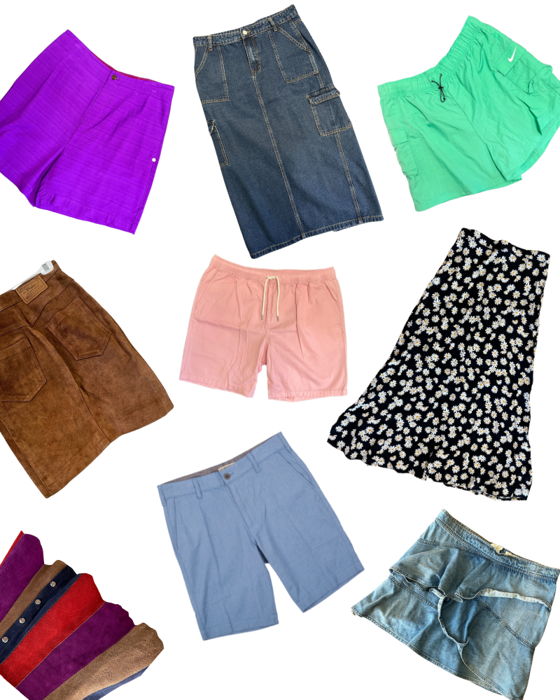 Collage of summer skirts and shorts