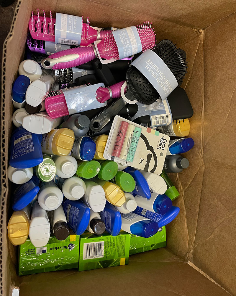 Box of toiletries to be donated to Ascencia