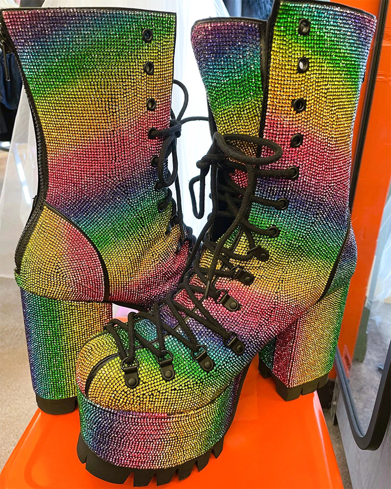 Sparkly rainbow platform boots