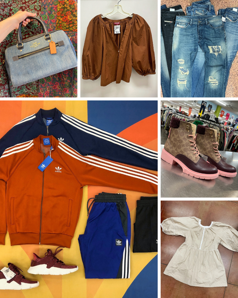 Collage of fall clothing, shoes and accessories