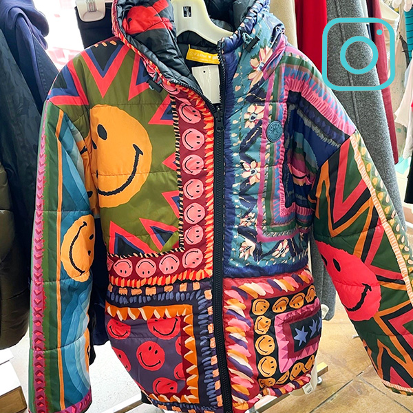 Colorful jacket with smiley faces