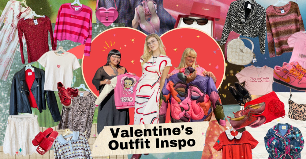 Collage of clothing ideas for Valentines day