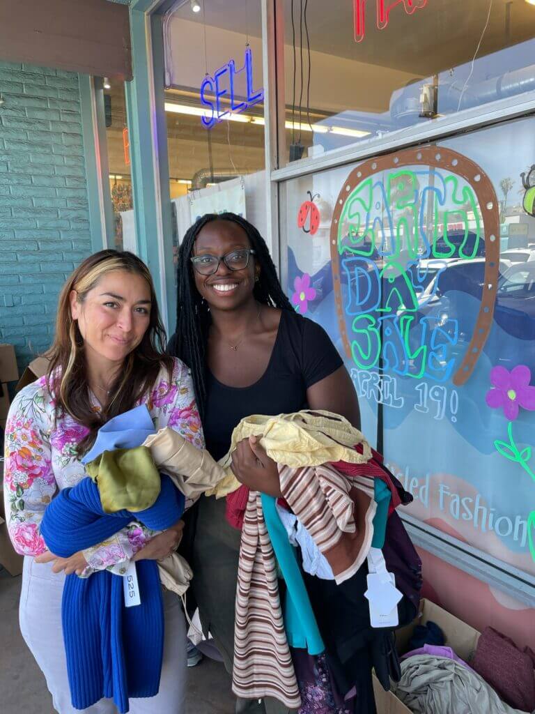 shoppers outside for earth day