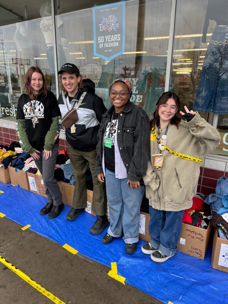 shoppers outside for earth day