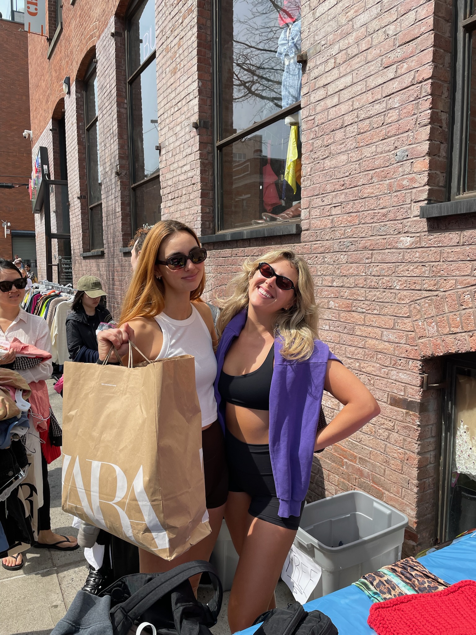 2025.04.19 NY1 Earth Day $1 Sale Customers Bestie Anniversary Kaelin @kaelinbalagh and Quinn @swearersyouknow (2) Customers shopping the dollar sale
