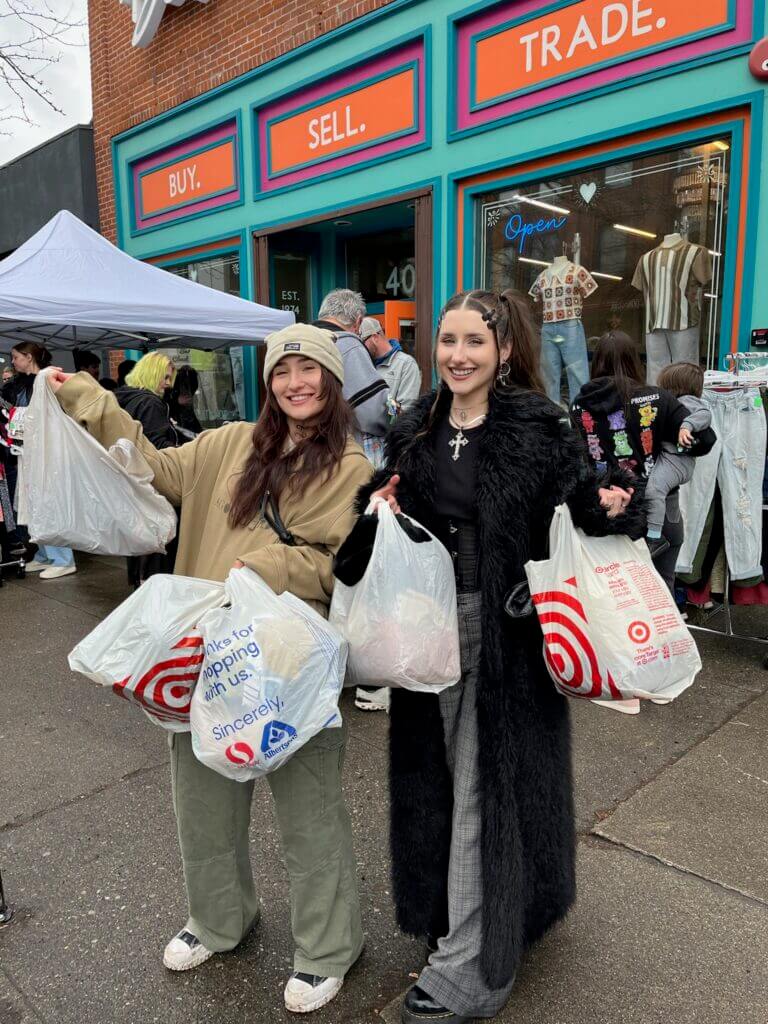 shoppers outside for earth day