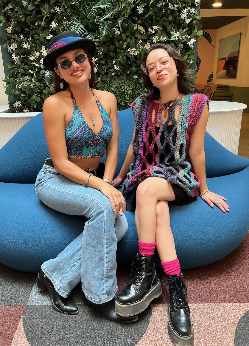 IMG_6367 Buffalo Exchange employees sitting on blue sofa