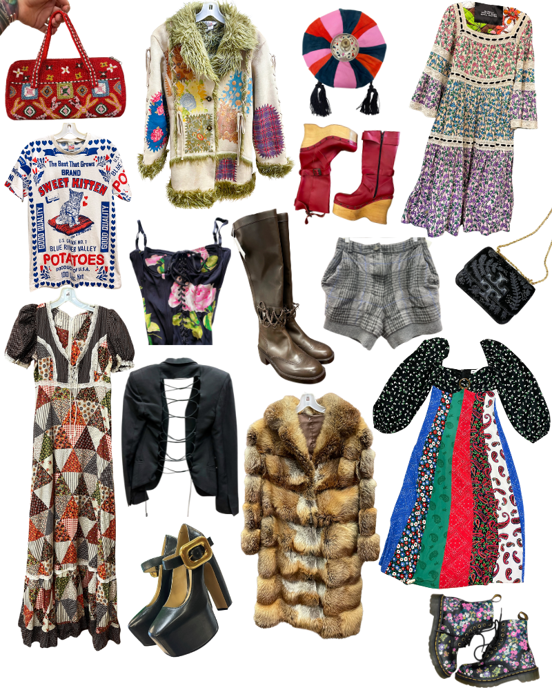 collage of clothing items